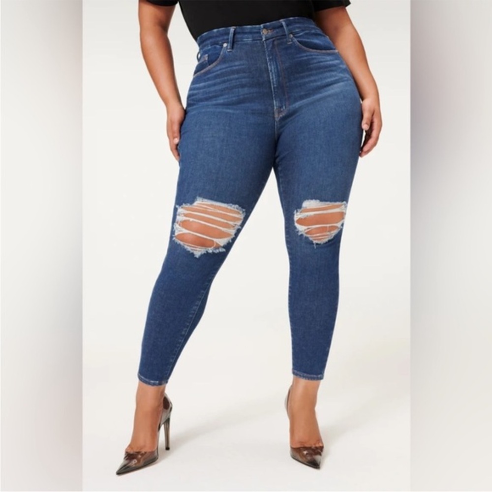 Good American Always Fits Good Legs Skinny Ripped Distressed Jeans